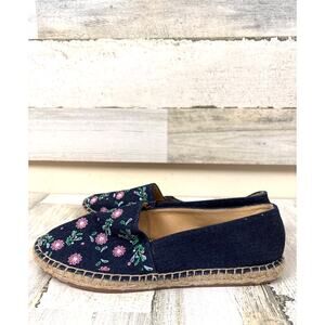 Talbots Womens 6.5 Blue Multi Floral Embroidered Espadrille Slip On Flats NEW